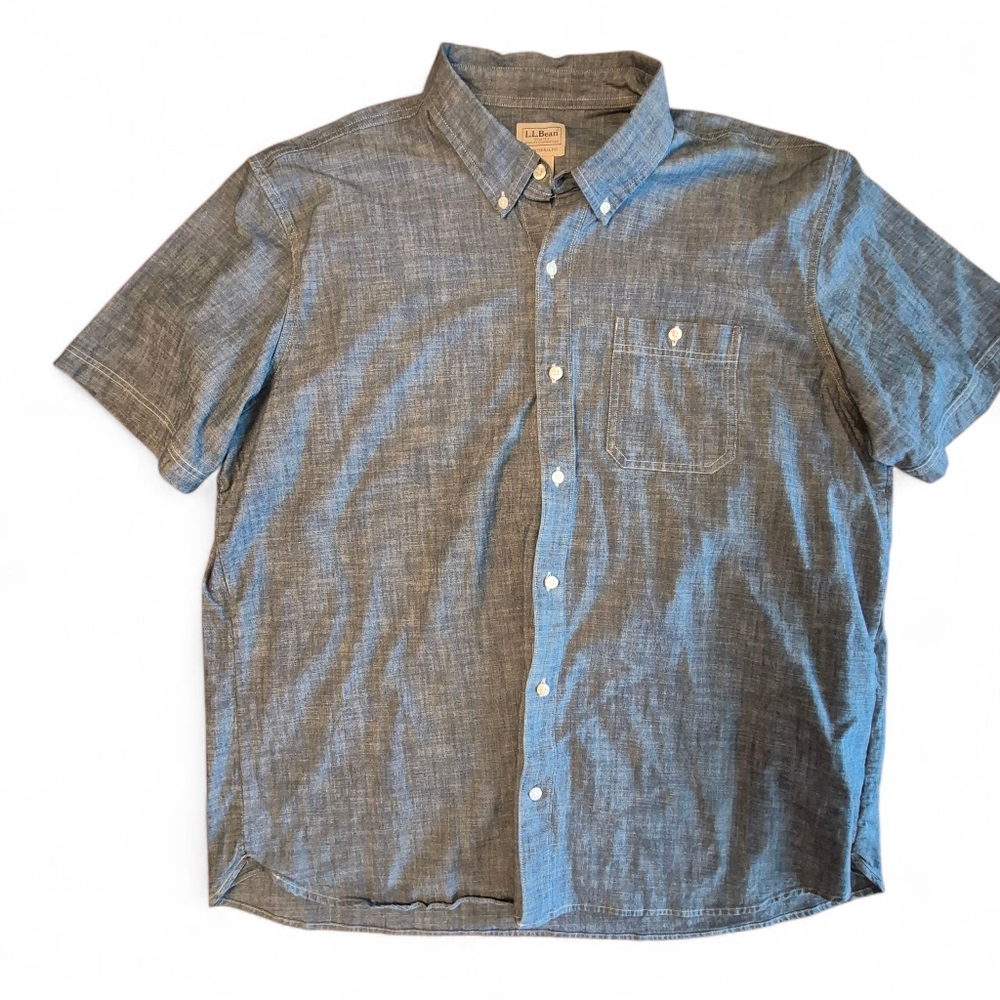 L.L. Bean Chambray Blue Shirt XL Reg
